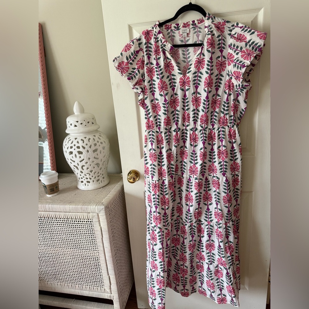 J. Crew Pink and White Floral Maxi Dress
